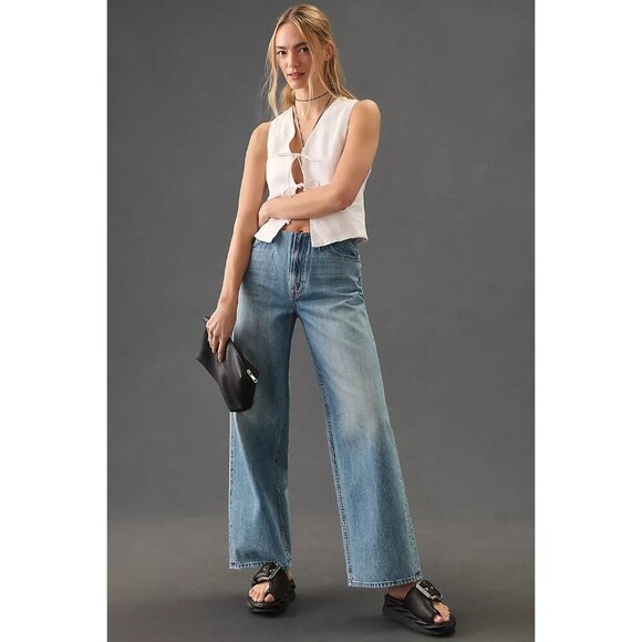 NWT MOTHER The Tucked Under Spinner High-Rise Wide-Leg Jeans Size 28 in Oh Snap - Picture 3 of 10